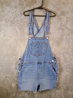 Forever 21 Y2K Inspired Light Wash Denim Cut-Off Overalls Juniors Small